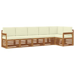 vidaXL Ecksofa Set mit Kissen 6 pcs Natur und Creme Massivholz Akazie