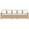 vidaXL Gartensofa 5-Sitzer mit Kissen Beige Poly Rattan