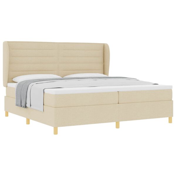 vidaXL Boxspringbett mit Matratze Creme 200 x 200 cm Stoff