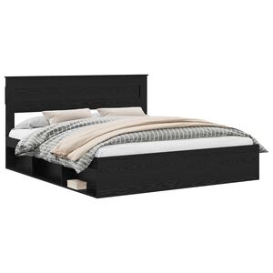 vidaXL Bettrahmen Uni Schwarz 200 x 200 cm Massives Kiefernholz