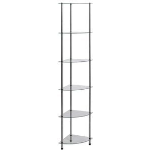 vidaXL Regal mit 6 Ablagen Transparent 30x30x160 cm Hartglas