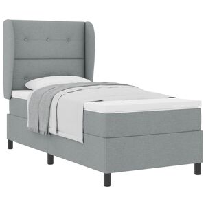 vidaXL Boxspringbett mit Kopfteil Hellgrau 90 x 190 cm Stoff