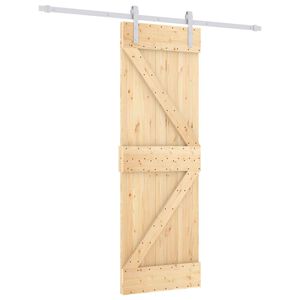 vidaXL Schiebet&uuml;r Nat&uuml;rlich und Wei&szlig; 70 x 210 cm Massivkiefer