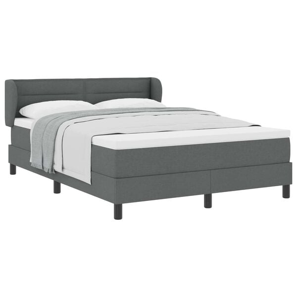vidaXL Boxspringbett mit Matratze Dunkelgrau 140 x 190 cm Stoff