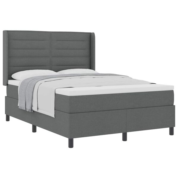 vidaXL Boxspringbett mit Matratze Dunkelgrau 200 x 140 cm Stoff