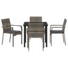 vidaXL Garten Essgruppe mit Kissen 5 pcs Grau Poly-Rattan