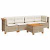 vidaXL 5-tlg. Garten-Sofagarnitur mit Kissen Beige Poly Rattan