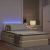 vidaXL Bett mit Stauraum und LED mit Matratze Creme 120 x 200 cm Stoff