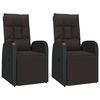 vidaXL Gartensessel mit Kissen 2 Stk. Verstellbar Schwarz Poly Rattan