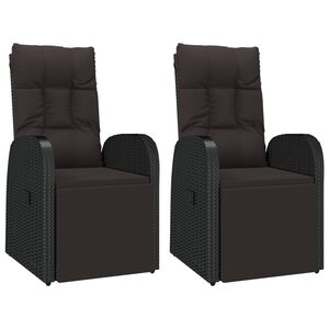 vidaXL Gartensessel mit Kissen 2 Stk. Verstellbar Schwarz Poly Rattan