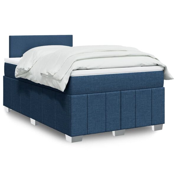 vidaXL Boxspringbett mit Matratze Blau 120x200 cm Stoff