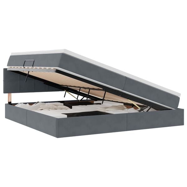 vidaXL Aufbewahrungsbett mit Matratze Dunkelgrau 200 x 200 cm Samt