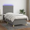vidaXL Boxspringbett mit Matratze & LED Dunkelgrau 80x200 cm Stoff