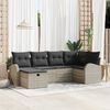 vidaXL Garten-Sofa-Set mit Kissen 6 pcs Hellgrau Poly Rattan