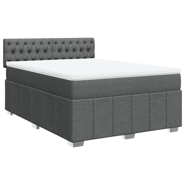 vidaXL Boxspringbett mit Matratze Dunkelgrau 140x190 cm Stoff