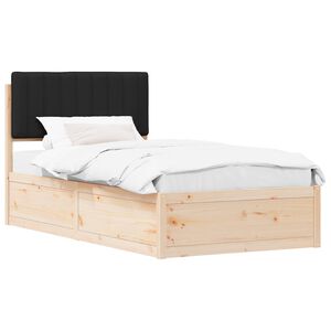 vidaXL Bettgestell mit gepolstertem Kopfteil Schwarz 100 x 200 cm