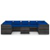 vidaXL 10-tlg. Garten-Lounge-Set mit Kissen Grau Impr&auml;gniertes Holz