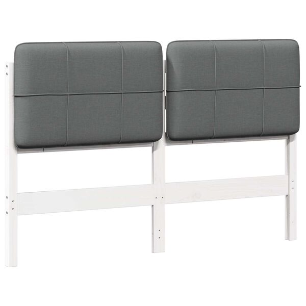 vidaXL Gepolstertes Kopfteil mit Kopfteil Wei&szlig; und Hellgrau 135 cm