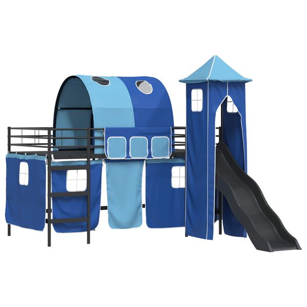 vidaXL Kinderloftbett Schwarz und Blau 79,5 x 200 cm Metall