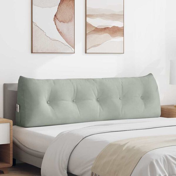 vidaXL R&uuml;ckenkissen Hellgrau 160 x 24 x 50 cm Samt