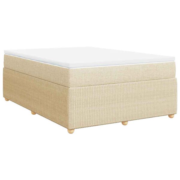 vidaXL Boxspringbett mit Matratze Creme 140x190 cm Stoff