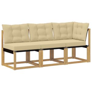 vidaXL Outdoor Mittel- und Ecksofa mit Kissen 3 St&uuml;ck Wei&szlig;