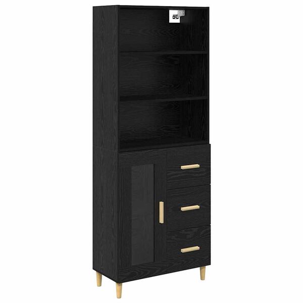 vidaXL Highboard Schwarz Eichen-Optik 69,5 x 32,5 x 180 cm