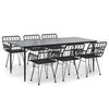 vidaXL 7-tlg. Garten-Essgruppe Schwarz Poly Rattan