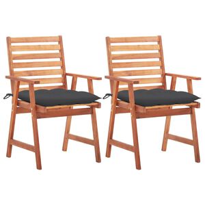 vidaXL Garten-Essst&uuml;hle 2 Stk. mit Kissen Massivholz Akazie