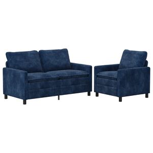 vidaXL Sofa Set 2 stk. Marineblau Polyester