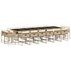 vidaXL 17-tlg. Garten-Essgruppe mit Kissen Beige Poly Rattan