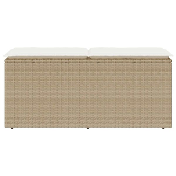 vidaXL Gartenbank mit Kissen Beige 110x40x44 cm Poly Rattan