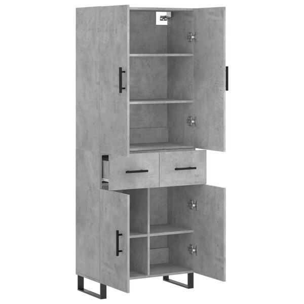 vidaXL Highboard Betongrau 69,5x34x180 cm Holzwerkstoff