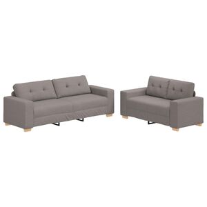 vidaXL 2-tlg. Sofagarnitur mit Kissen Taupe Stoff