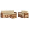 vidaXL Outdoor-Sofagarnitur 6 stk. Natur und Beige Massivholz Akazie