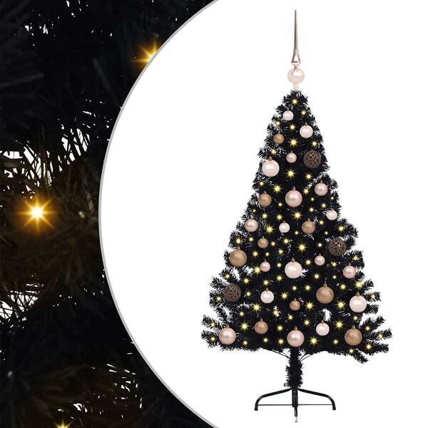 vidaXL K&uuml;nstlicher vorbeleuchteter Weihnachtsbaum Schwarz 120 cm PVC