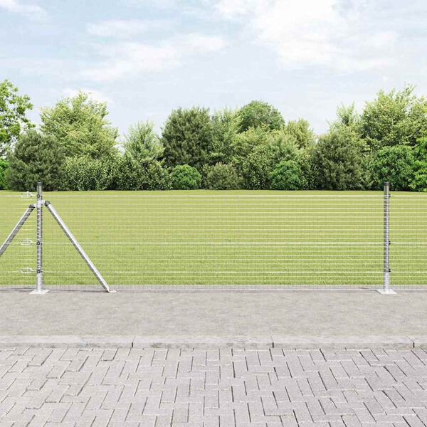 vidaXL Zaunpfosten Silber 100 x 0,6 m (25 x 25 mm Maschen) Stahl
