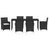 vidaXL Garten Essgruppe 7 pcs Schwarz Poly-Rattan
