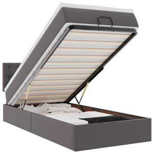 vidaXL Ottoman-Bett mit Matratzen & LEDs Grau 80x200 cm Kunstleder