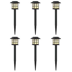 vidaXL Au&szlig;en Solarlichter mit Erdnagel 6 pcs Warmes Wei&szlig; 38,5 cm PP