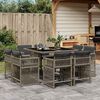 vidaXL 9-tlg. Garten-Essgruppe mit Kissen Grau Poly Rattan