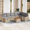 vidaXL Gartensofa-set mit Kissen mit Speicher 9 pcs Beige Poly Rattan