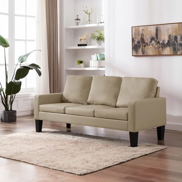 vidaXL 3-Sitzer-Sofa Cappuccino-Braun Kunstleder