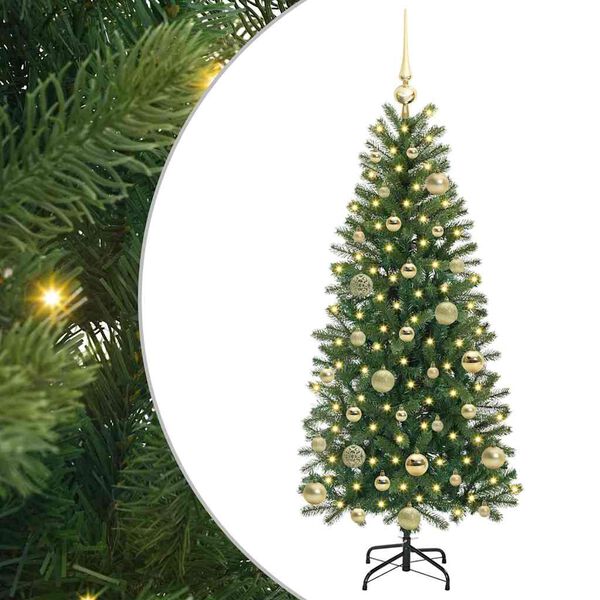 vidaXL K&uuml;nstlicher Weihnachtsbaum mit 150 LEDs Gr&uuml;n 120 cm PE und PVC