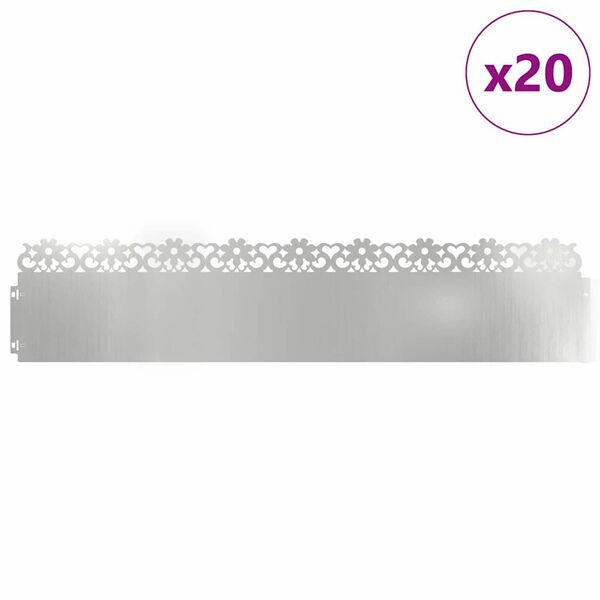vidaXL Rasenkanten 20 pcs Silber 103 x 0,05 x 22 cm Verzinkter Stahl
