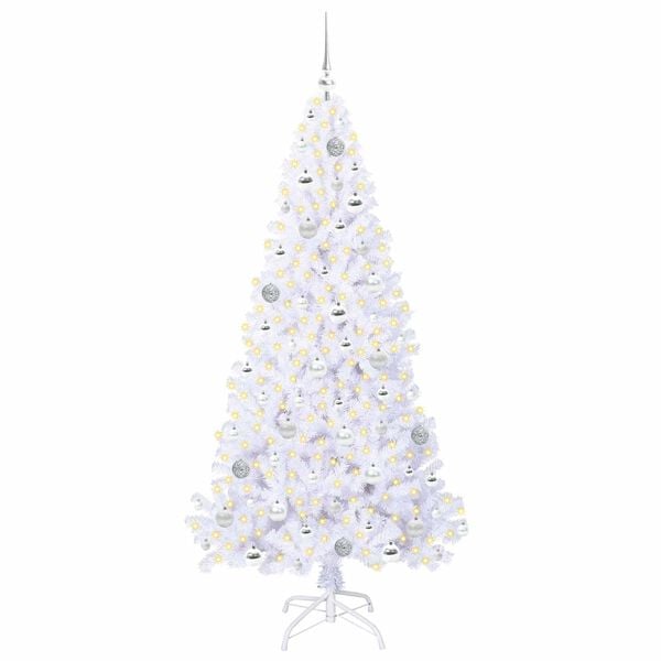 vidaXL K&uuml;nstlicher Weihnachtsbaum Wei&szlig; 180 cm PVC und Stahl