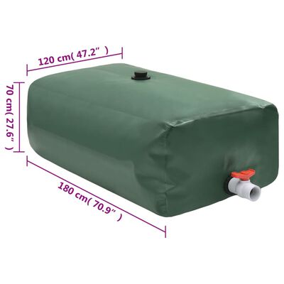 vidaXL Wassertank mit Wasserhahn Faltbar 1500 L PVC