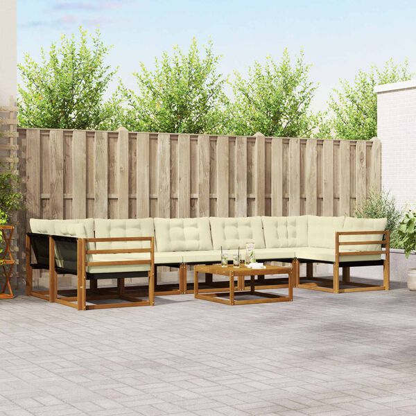 vidaXL Outdoor-Sofagarnitur mit Kissen 8 pcs Natur und Creme