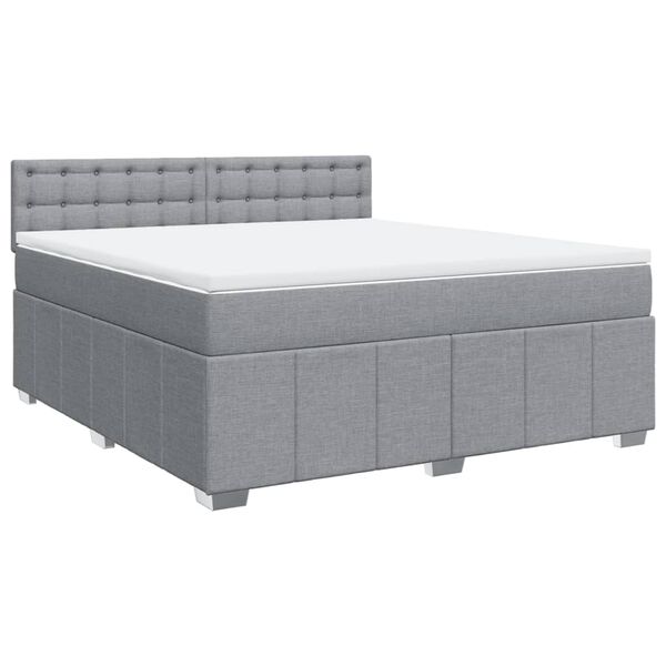 vidaXL Boxspringbett mit Matratze Hellgrau 180x200 cm Stoff