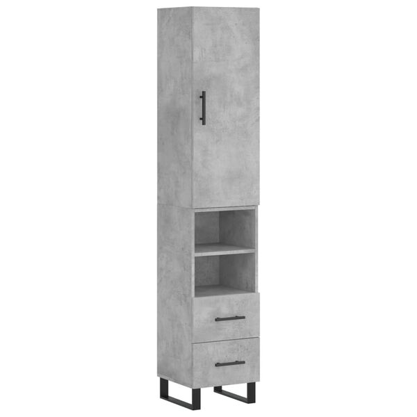 vidaXL Highboard Betongrau 34,5x34x180 cm Holzwerkstoff
